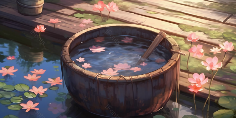 夏日里池塘的荷花盛开淡雅荷花插画设计素材壁纸,插画/手绘图,插画/手绘图库,插画/手绘图下载,插画/手绘